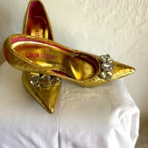 Cinderella Slippers Colin Stuart Gold Heels with Crystal Accents